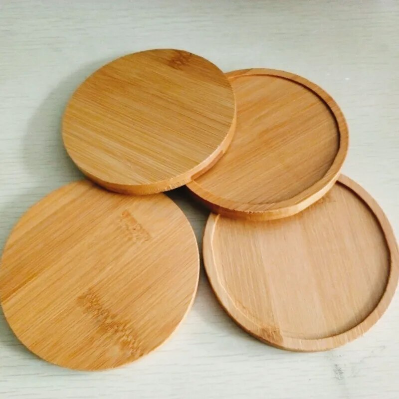 Round bamboo coaster