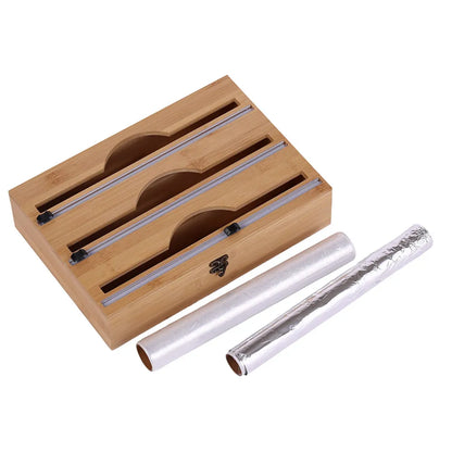 3 in 1 Bamboo Wrap Dispenser with cutter