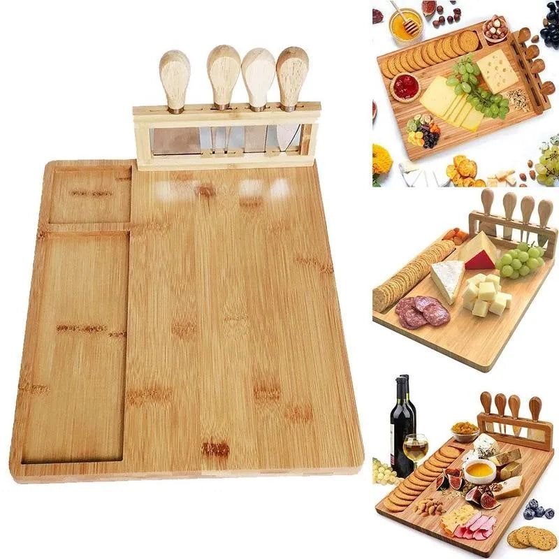 Bamboo Cheese Board and Cheese Knife Combo