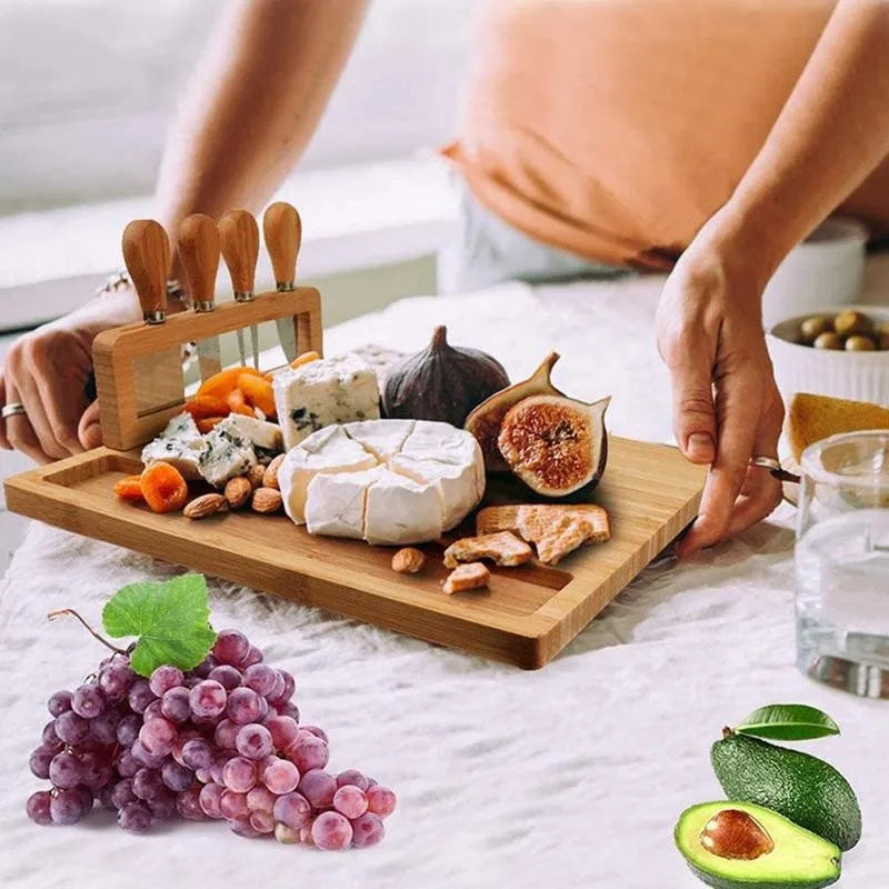 Bamboo Cheese Board and Cheese Knife Combo